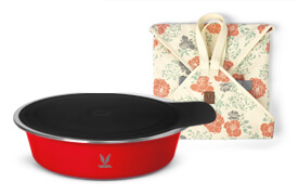 HauteCase - 1100 ml - Scarlet Red - Stack Lid - with CarryMat - Beige