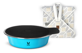 HauteCase - 1100 ml - Azure Blue - Stack + Glass Lid - with CarryMat - Grey