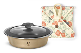 HauteCase - 1100 ml - Royal Gold - Glass Lid - with CarryMat - Beige