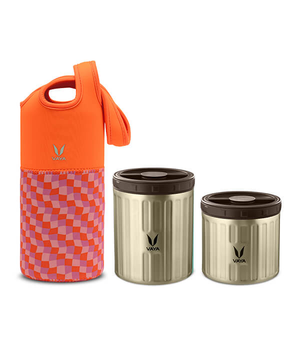 Vaya Preserve - 260 ml + 440 ml - Graphite with GoBag - Retro Orange